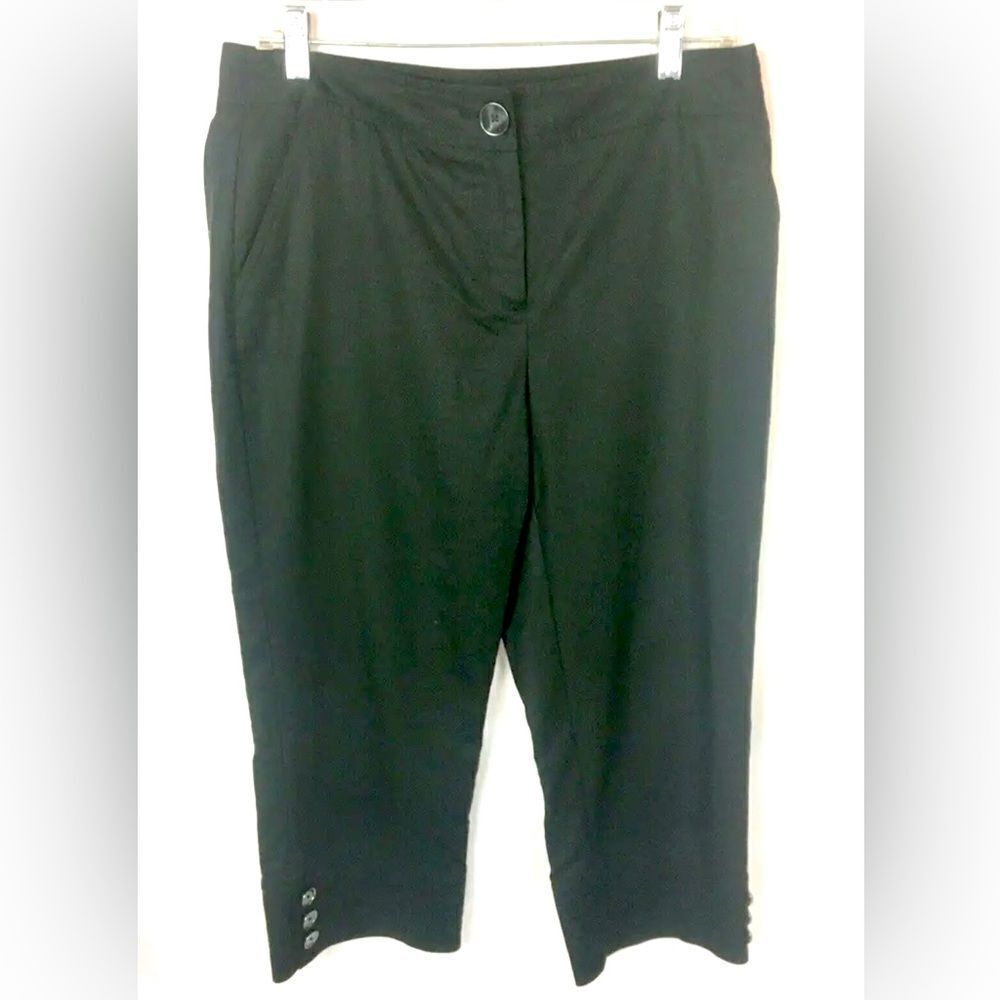 Rafaella Black Flat Front Relaxed Fit Dress Pants Capris Women Size 8 32 X 24